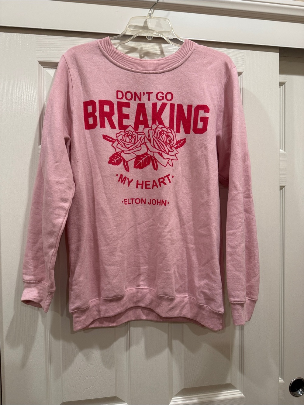 Pink Graphic Crewneck Sweatshirt - Don't Go Breaking My Heart